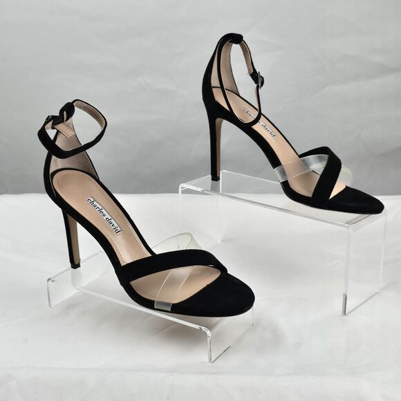 Charles David Shoes - Charles David Sandals Women 7.5 Black Courtney Leather Buckle Heels NIB